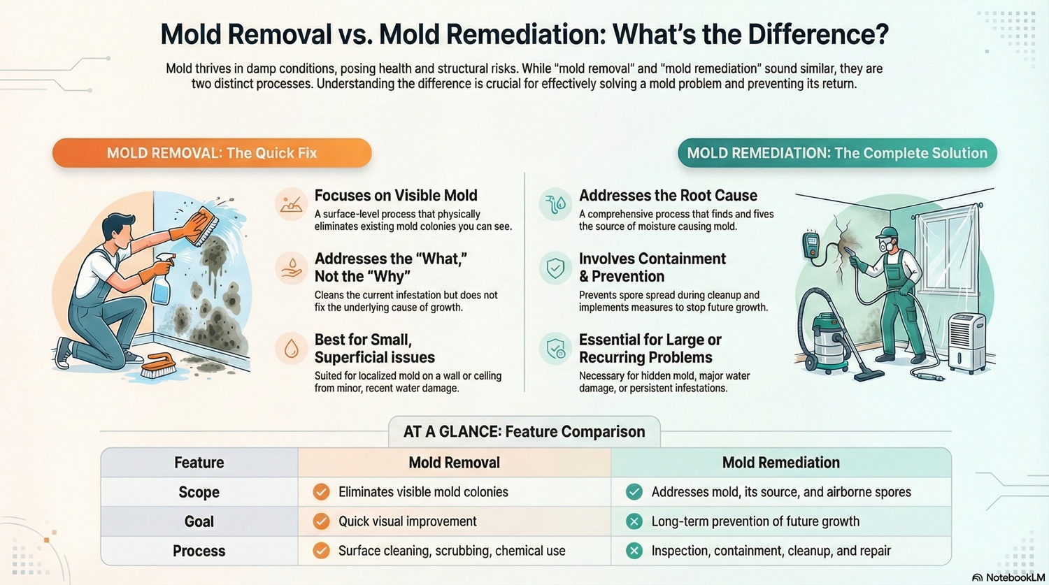 Is There A Difference Between Mold Removal And Mold Remediation